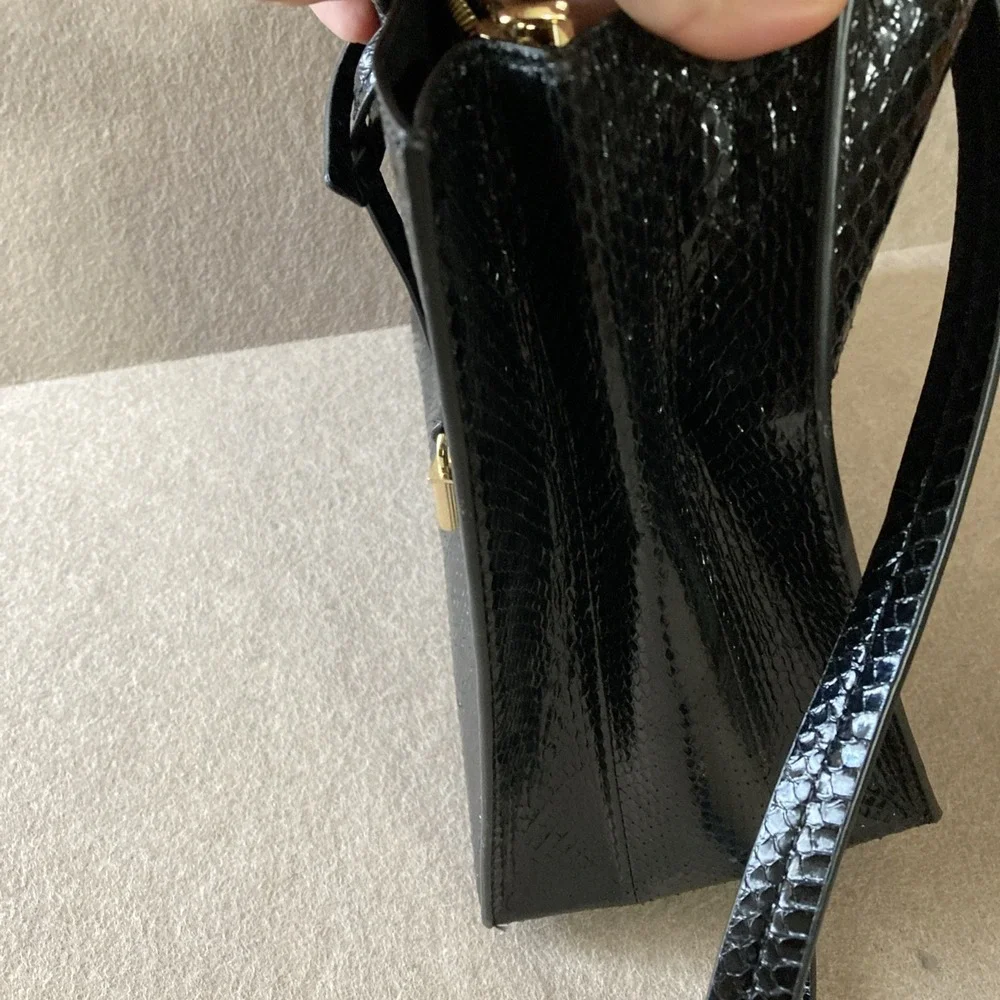 MICHAEL KORS Mercer Large Convertible‎ Black Genuine Snakeskin Tote Shoulder Bag